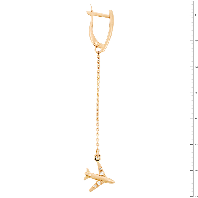 Серьги из красного золота 585 пробы c фианитами