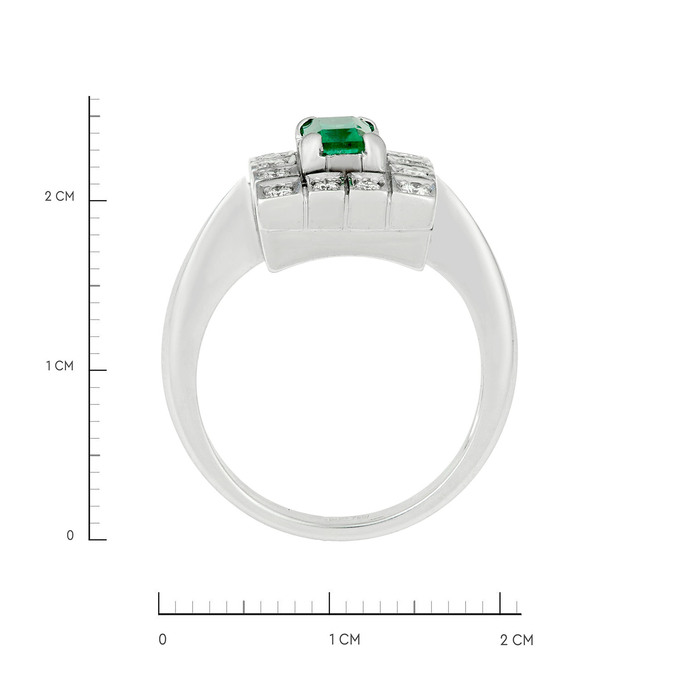 Кольцо из золота 750 пробы c изумрудом и бриллиантами