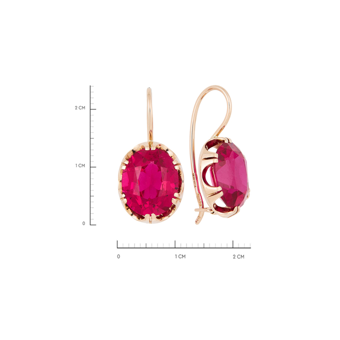 Серьги из золота 583 пробы c 2 корундами