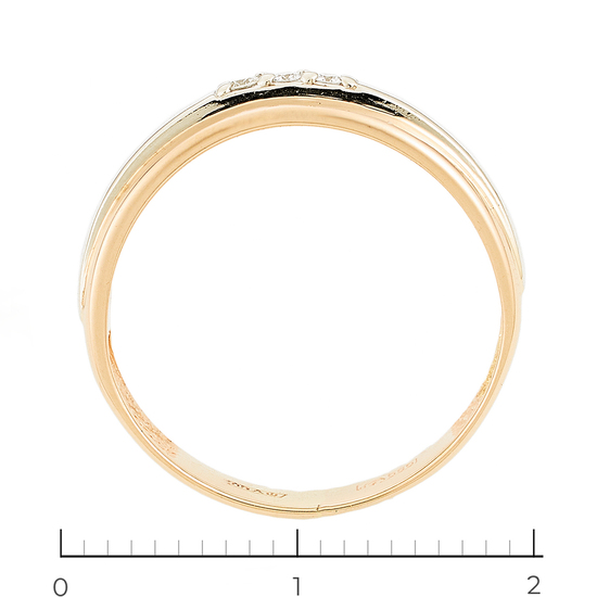 Кольцо из комбинированного золота 585 пробы c 3 бриллиантами, Л52031493 за 15540