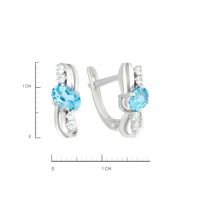 Серьги из золота 585 пробы с топазами и фианитами, Л 3606 7989 за 37100