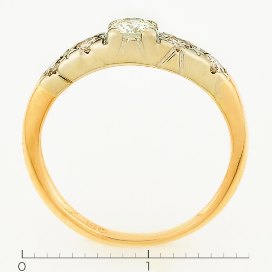 Кольцо из комбинированного золота 585 пробы c 5 бриллиантами, Л24137862 за 19250