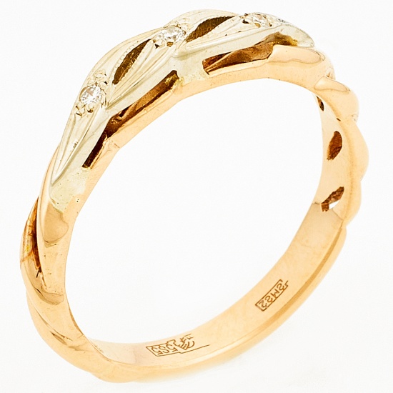 Кольцо из комбинированного золота 585 пробы c 3 бриллиантами, Л40022302 за 15900
