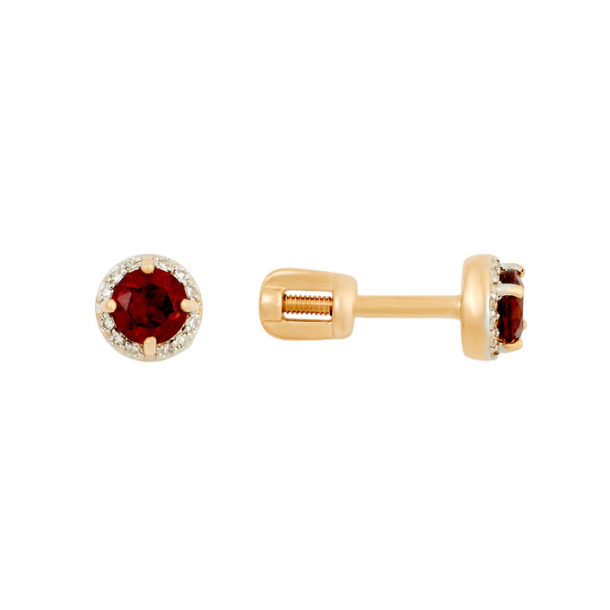 Серьги из золота 585 пробы с гранатами и бриллиантами, Ц О007 3991 за 13200