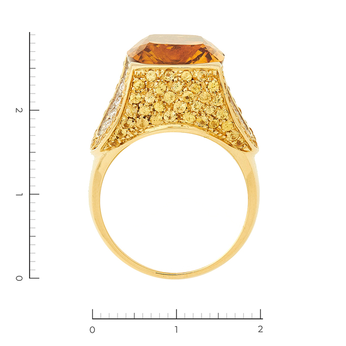 Кольцо из желтого золота 750 пробы c 70 бриллиантами и 102 цвет. сапфирами и 1 цитрином, Л 2809 0492 за 239000