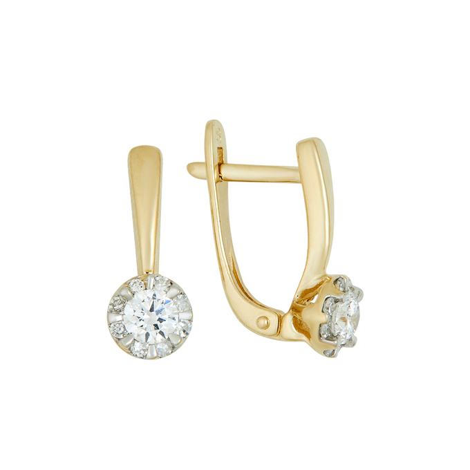 Серьги из золота 585 пробы c бриллиантами