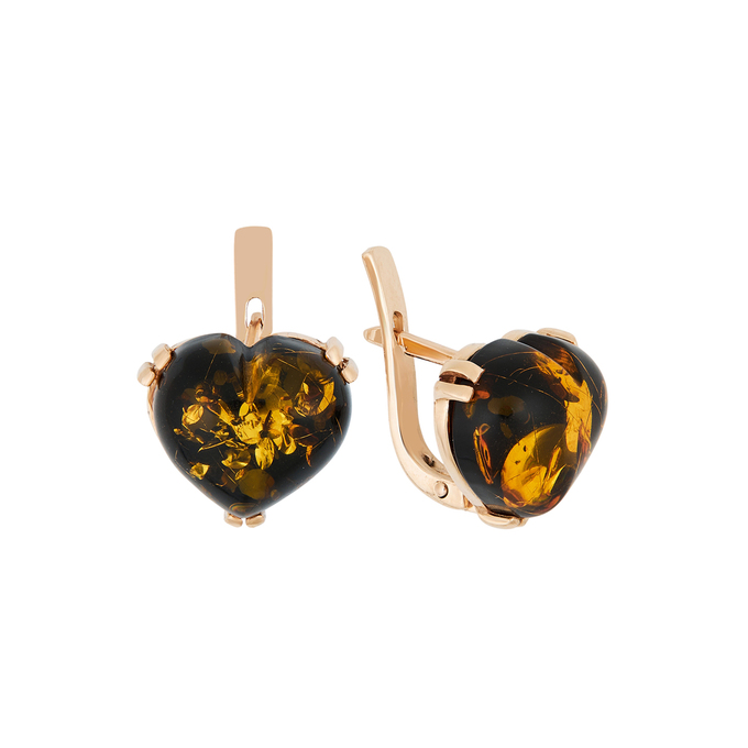Серьги из золота 585 пробы c янтарём, Л 2809 8394 за 39680