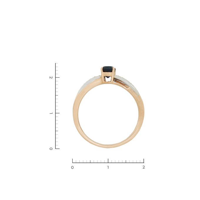 Кольцо из золота 585 пробы c 6 бриллиантами и 1 сапфиром, Л 4608 7266 за 36400