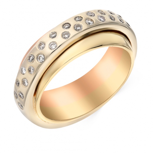 Кольцо из комбинированного золота 585 пробы c 25 бриллиантами 043850 фото 1