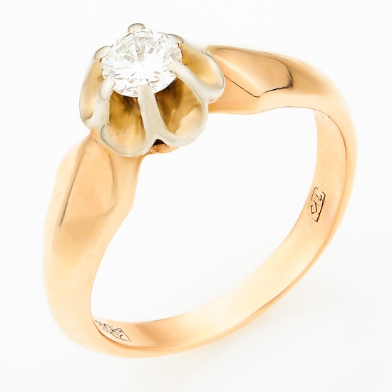 Кольцо из комбинированного золота 583 пробы c 1 бриллиантом