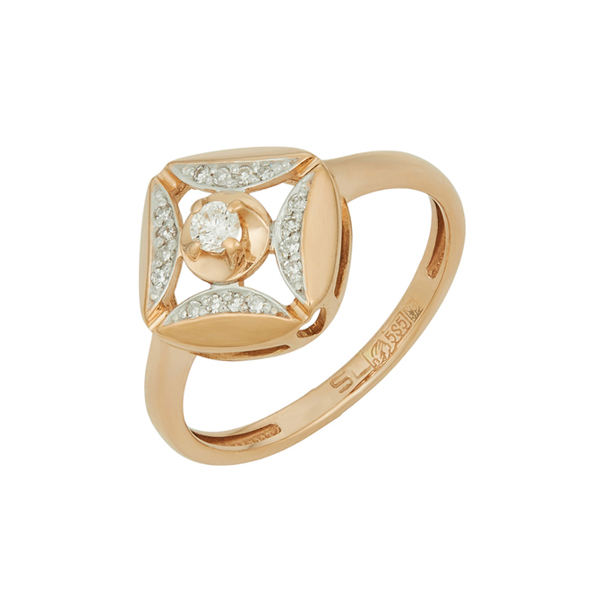 Кольцо из золота 585 пробы c бриллиантами