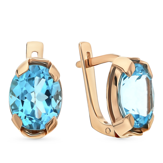 Серьги из красного золота 585 пробы c 2 топазами