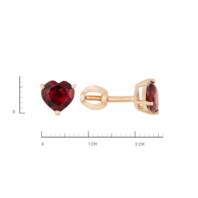 Серьги из золота 585 пробы c гранатами