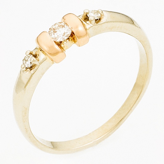 Кольцо из комбинированного золота 585 пробы c 3 бриллиантами, Л33084923 за 14750