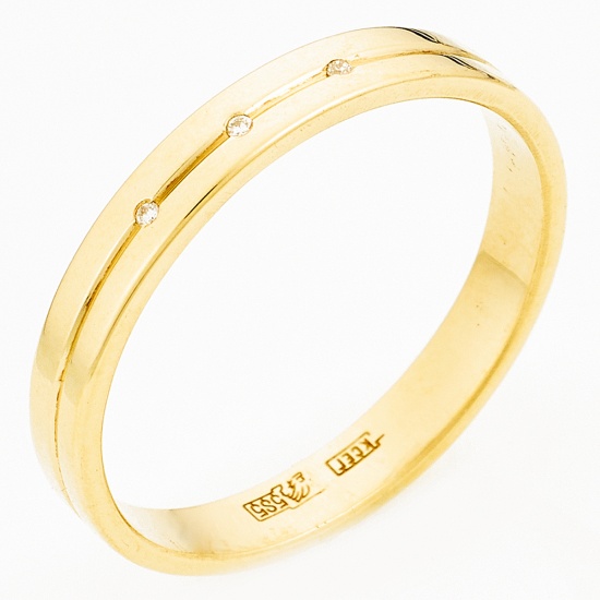 Кольцо из желтого золота 585 пробы c 3 бриллиантами, Л58039367 за 13455