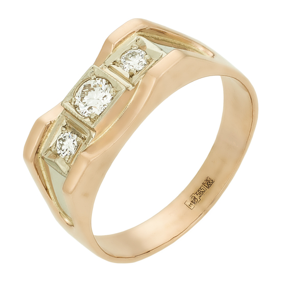 Кольцо из комбинированного золота 585 пробы c 3 бриллиантами, Л04081092 за 41625