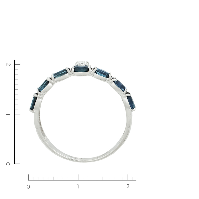 Кольцо из золота 585 пробы c 1 бриллиантом и 7 сапфирами, Л 7601 2623 за 21520