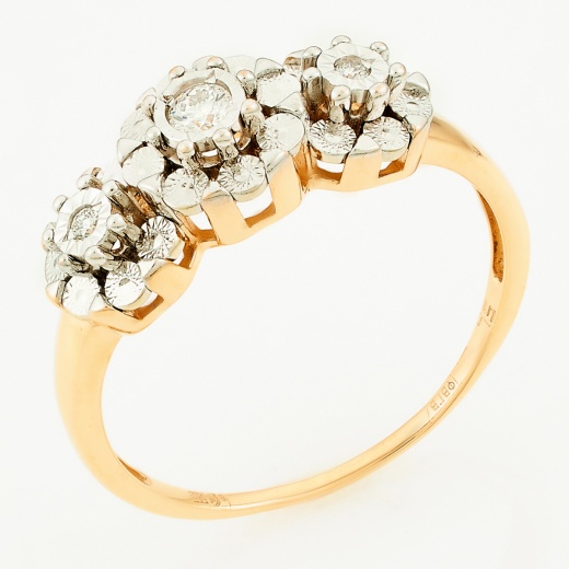 Кольцо из комбинированного золота 585 пробы c 3 бриллиантами Л22099829 фото 1