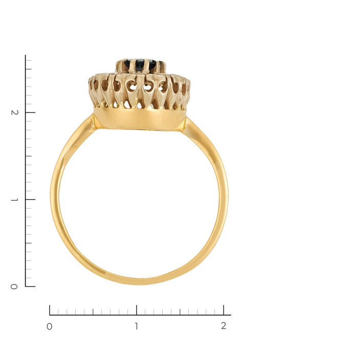 Кольцо из золота 750 пробы c 12 бриллиантами и 1 сапфиром, Л 5103 7386 за 79600
