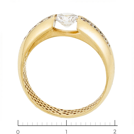 Кольцо из желтого золота 585 пробы c фианитами, Л28084712 за 10680