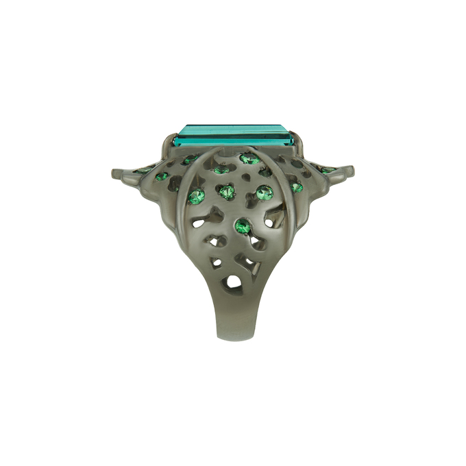 Кольцо из золота 585 пробы c празиолитом и тсаворитами, Л 2811 9547 за 165000