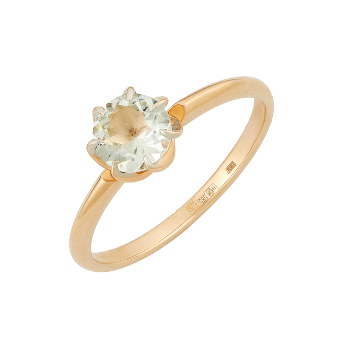 Кольцо из золота 585 пробы c празиолитом