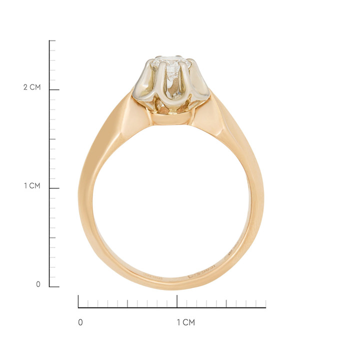Кольцо из золота 583 пробы c бриллиантом, Л 3309 7978 за 79200