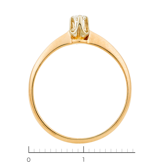 Кольцо из комбинированного золота 585 пробы c 1 бриллиантом, Л47091177 за 6950