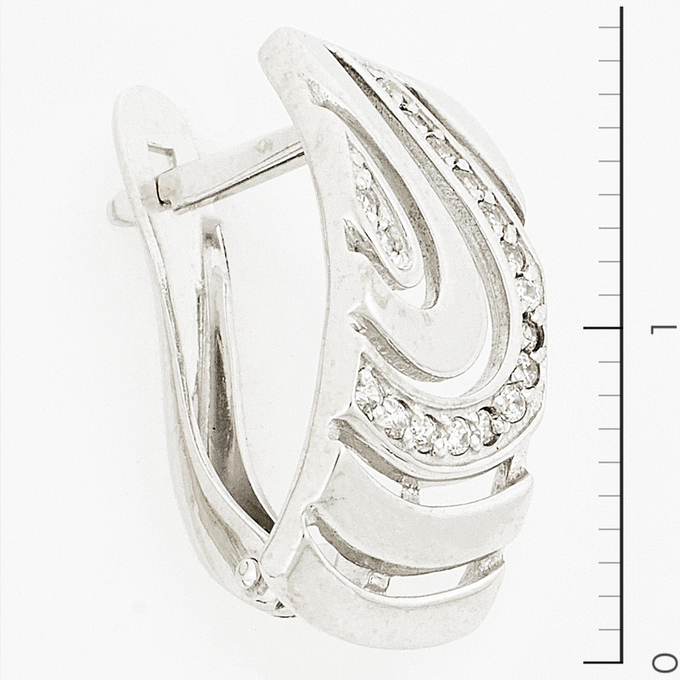 Серьги из белого золота 585 пробы c фианитами