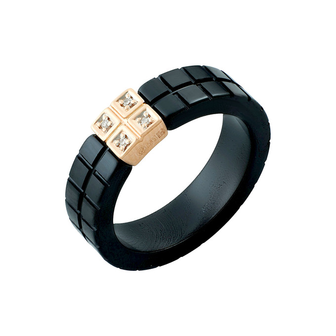 Кольцо из золота 585 пробы c бриллиантами и керамикой, Л 5104 2235 за 10000