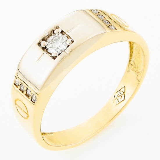 Кольцо из комбинированного золота 750 пробы c 9 бриллиантами, Л11146496 за 46 000 ₽