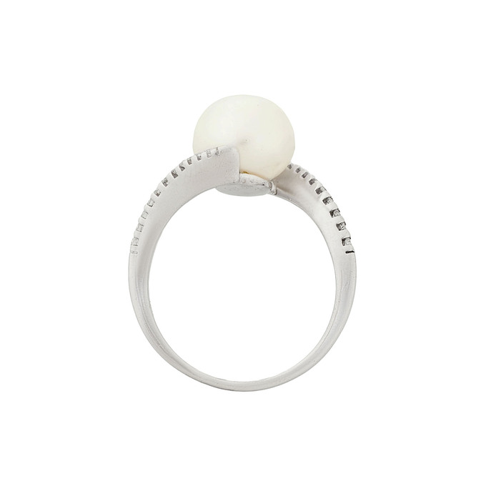 Кольцо из золота 585 пробы c бриллиантами и культивированным жемчугом, Л 2913 0369 за 51600