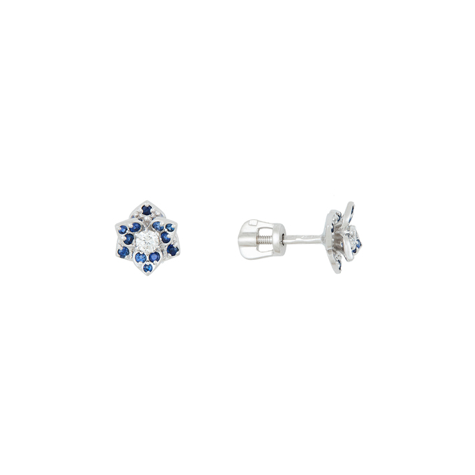 Серьги из золота 585 пробы c бриллиантами и сапфирами, Л 2912 9369 за 29520