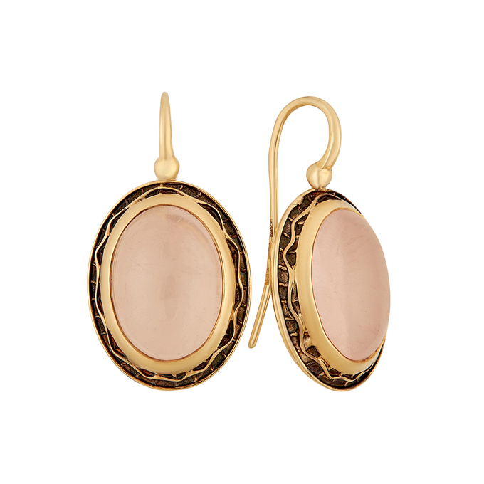 Серьги из золота 585 пробы c розовыми кварцами, Ц О007 1861 за 80000