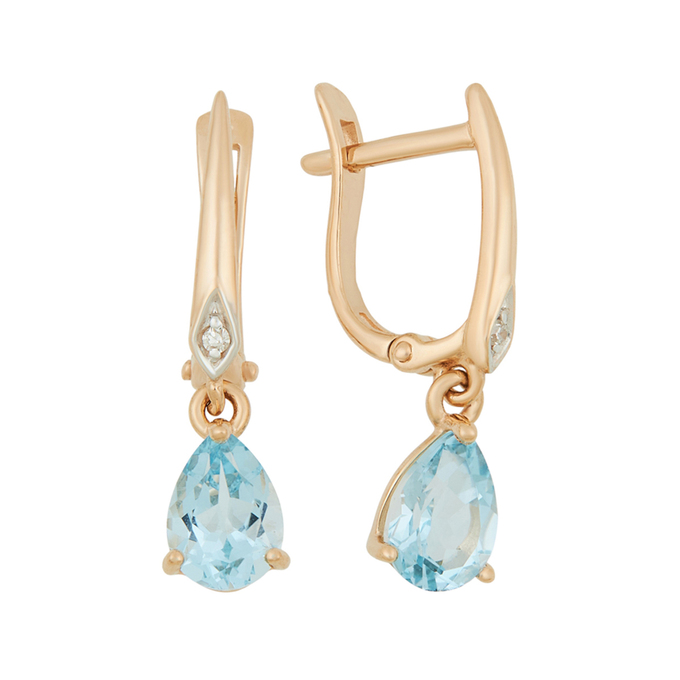 Серьги из золота 585 пробы c топазами и бриллиантами, Ц О007 0825 за 23200