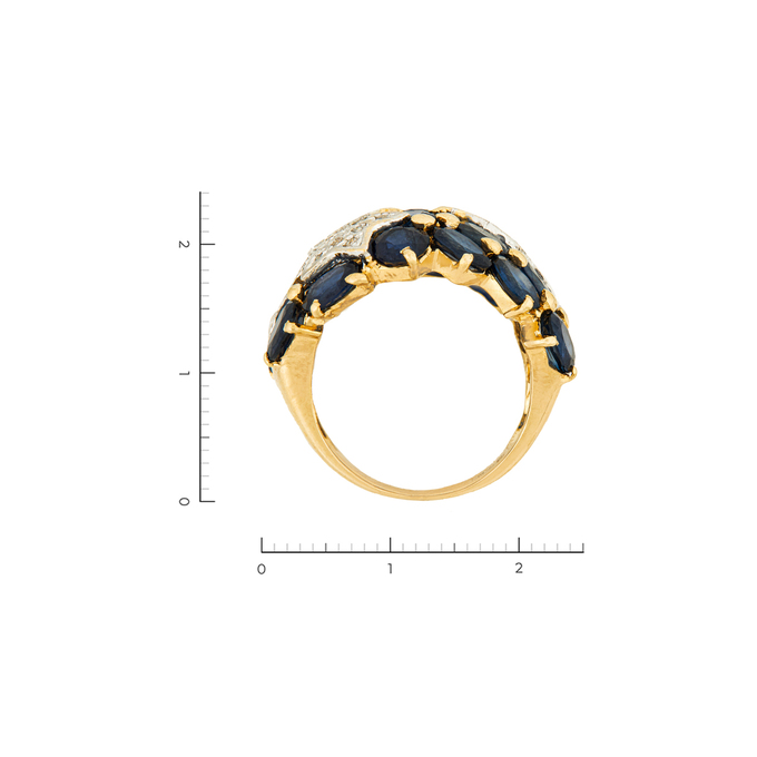 Кольцо из комбинированного золота 585 пробы c 34 бриллиантами и 18 сапфирами, Л 2807 9968 за 158320