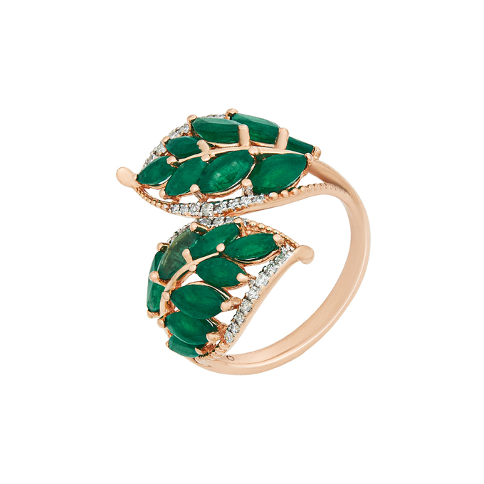 Кольцо из золота 585 пробы c изумрудами и бриллиантами, Л 4107 2522 за 85500