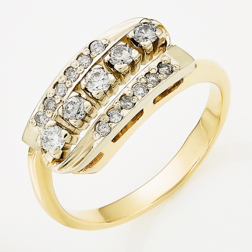 Кольцо из комбинированного золота 585 пробы c 17 бриллиантами Л48062035 фото 1
