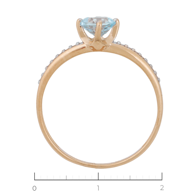 Кольцо из красного золота 585 пробы c 1 топазом и 14 фианитами, Л 2211 7656 за 8750
