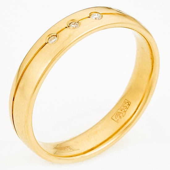 Кольцо из желтого золота 585 пробы c 3 бриллиантами, Л54043556 за 14450