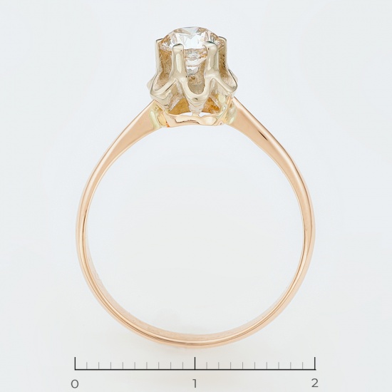 Кольцо из комбинированного золота 583 пробы c 1 бриллиантом, Л35052917 за 57870