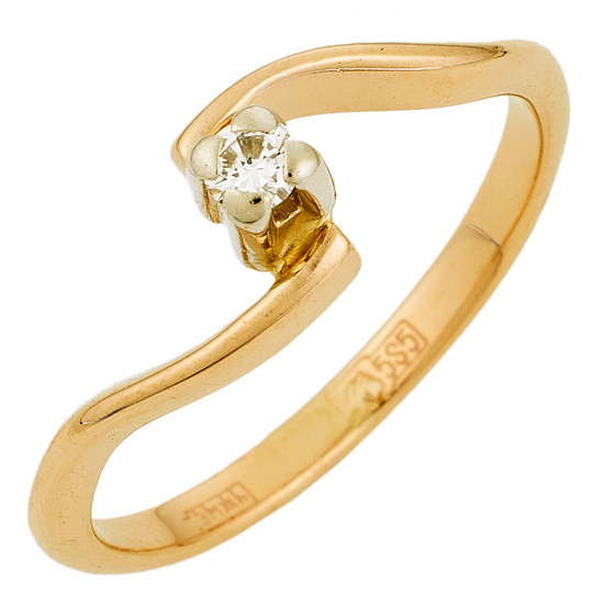 Кольцо из комбинированного золота 585 пробы c 1 бриллиантом, Л23157106 за 10140