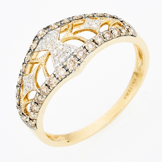 Кольцо из комбинированного золота 585 пробы c 59 бриллиантами Л36007476 фото 1