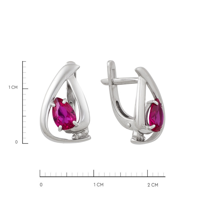 Серьга из золота 585 пробы с бриллиантами и корундом, Л 2912 7099 за 15200