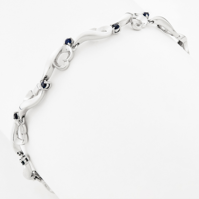 Браслет из белого золота 585 пробы c 9 сапфирами