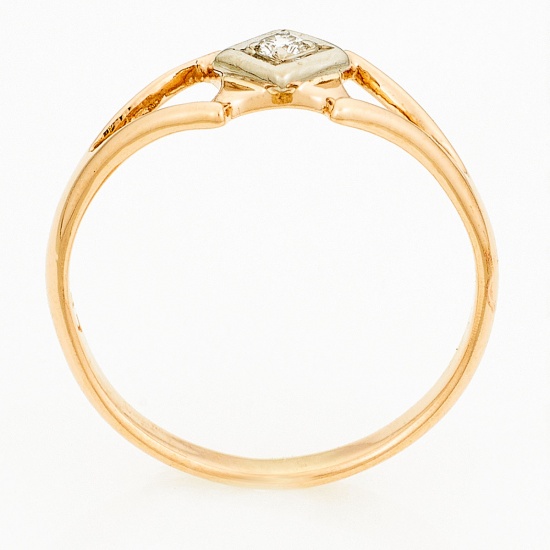 Кольцо из комбинированного золота 585 пробы c 1 бриллиантом, Л60017536 за 7750