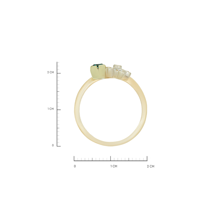 Кольцо из золота 750 пробы c синтетическим изумрудом и бриллиантами, Л 2415 2201 за 54250