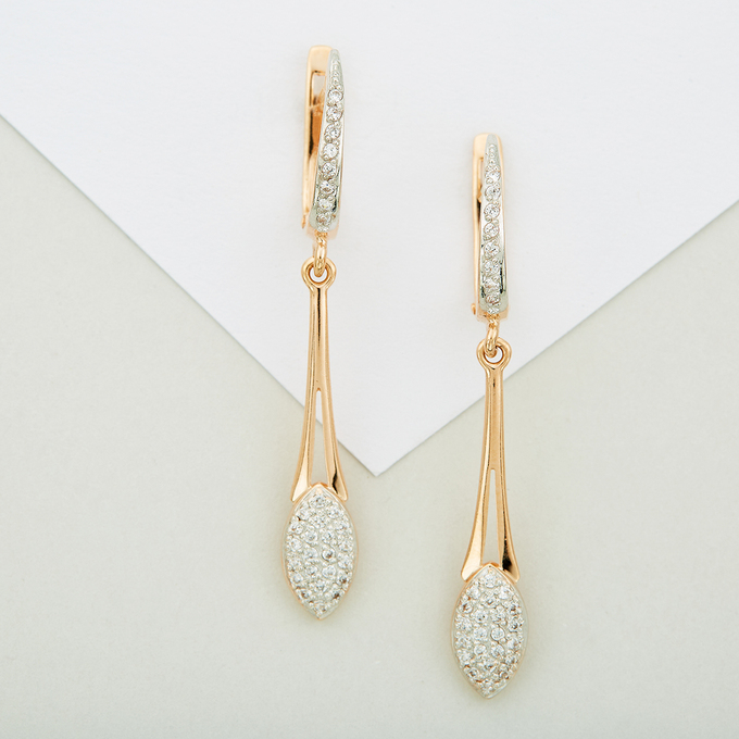 Серьги из золота 585 пробы c фианитами
