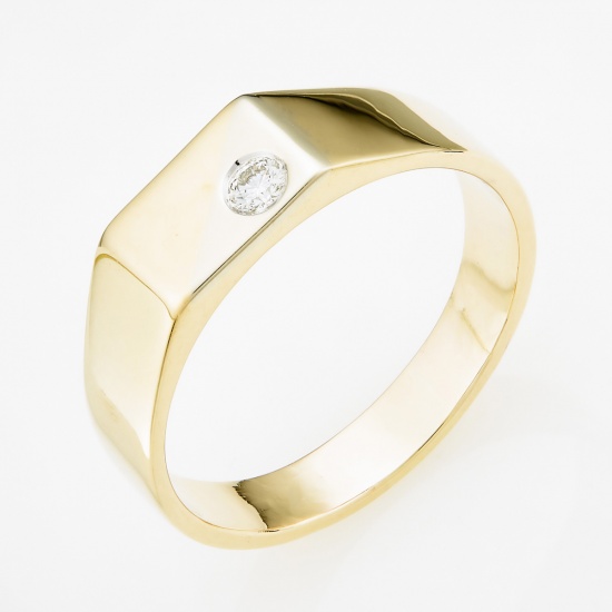 Кольцо печатка из комбинированного золота 585 пробы c 1 бриллиантом, Л06149626 за 35 000 ₽