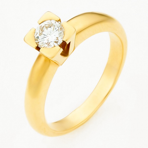 Кольцо из желтого золота 750 пробы c 1 бриллиантом Л33073320 фото 1
